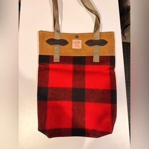 Filson Wool Red Plaid Tote Bag Unisex
